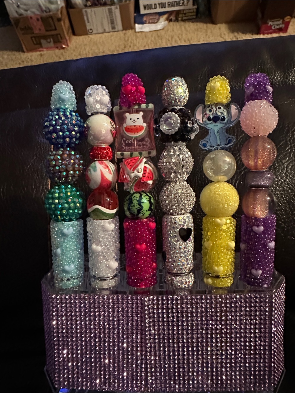 Handmade Crystal and Rainbow Bead Glam Ballpoint Pen - Multicolor $20 each